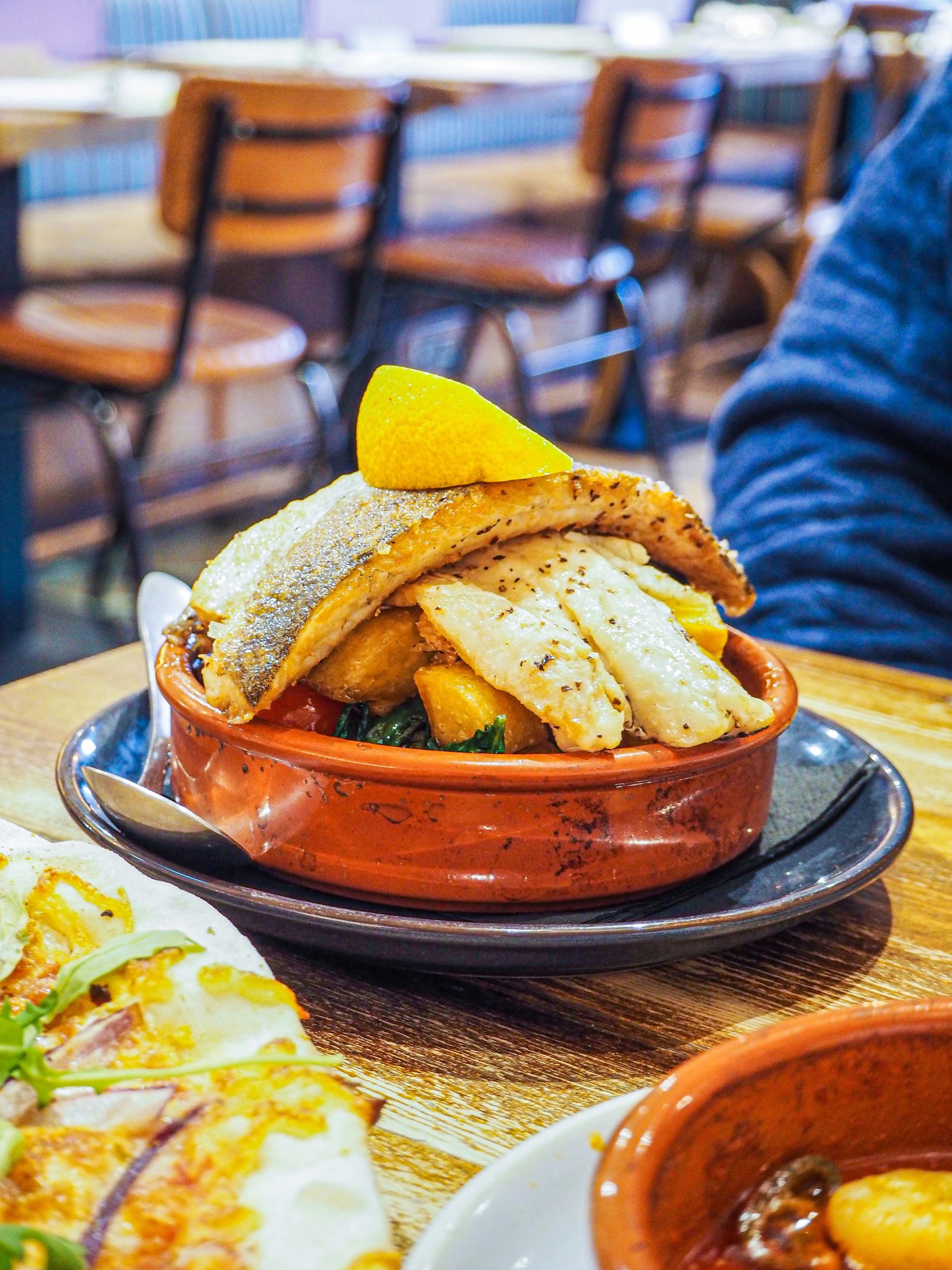 sea bass at Four London Road