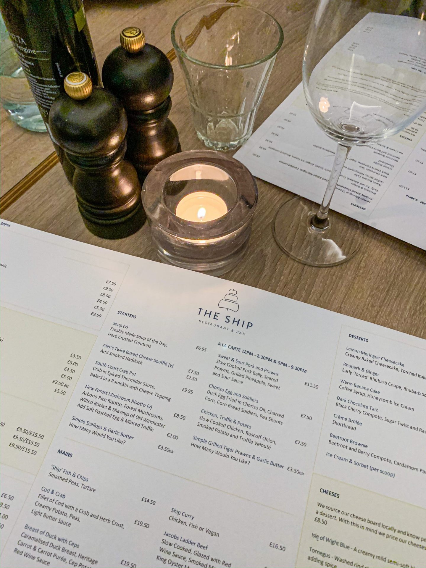 Dinner at The Ship, Chichester Harbour Hotel