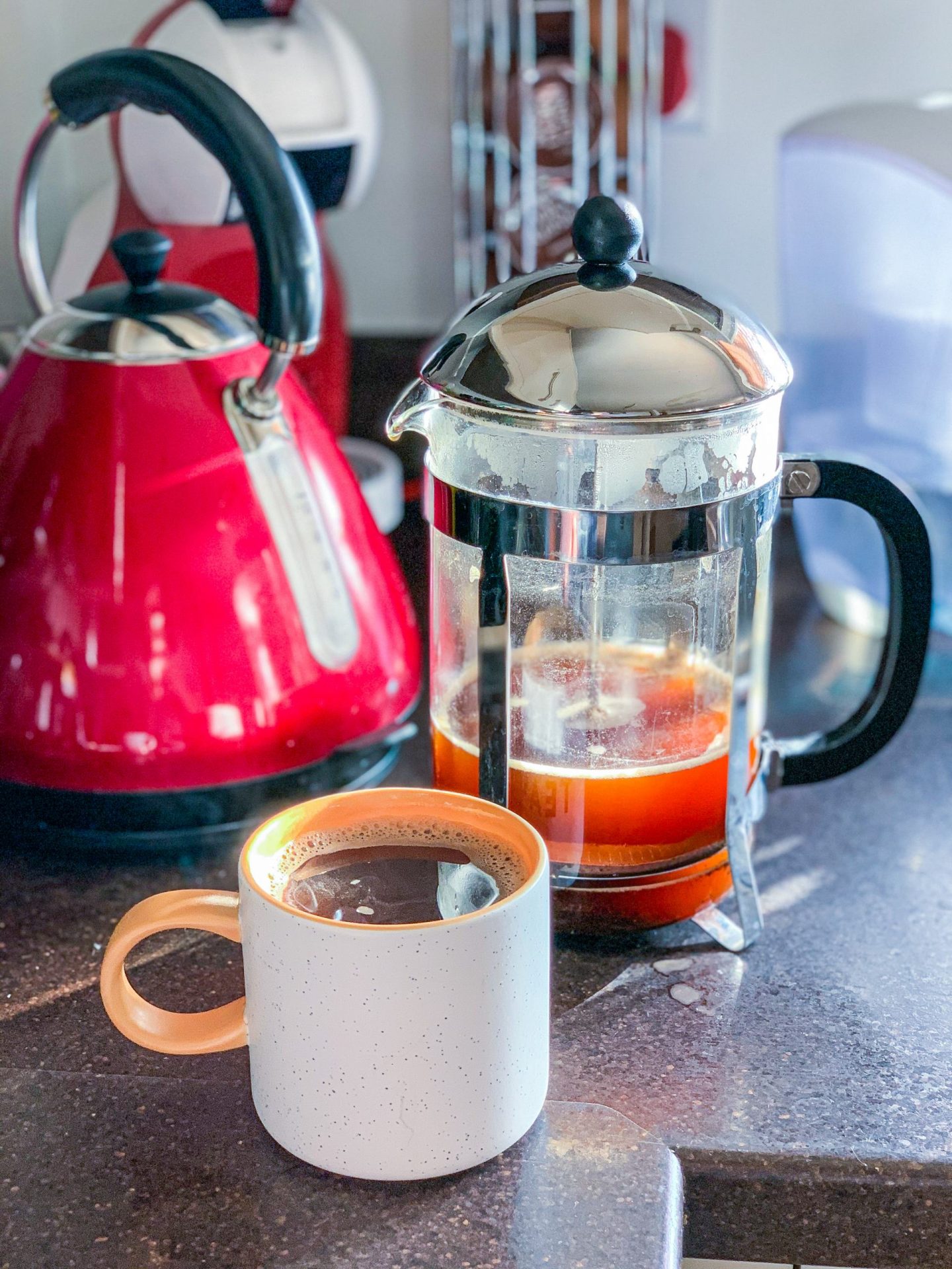 Moon Roast coffee, brewed in a cafetière 
